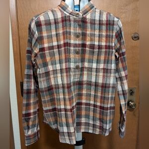 Filson Challis Natural/Rust/Green Wool Women's Henley Shirt Med Pullover